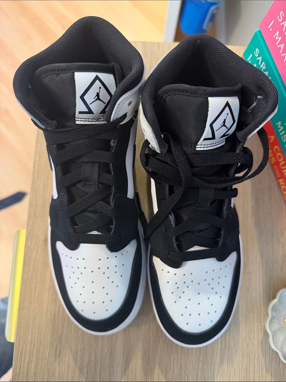 Jordan Kids Black and White High-Top Sneakers